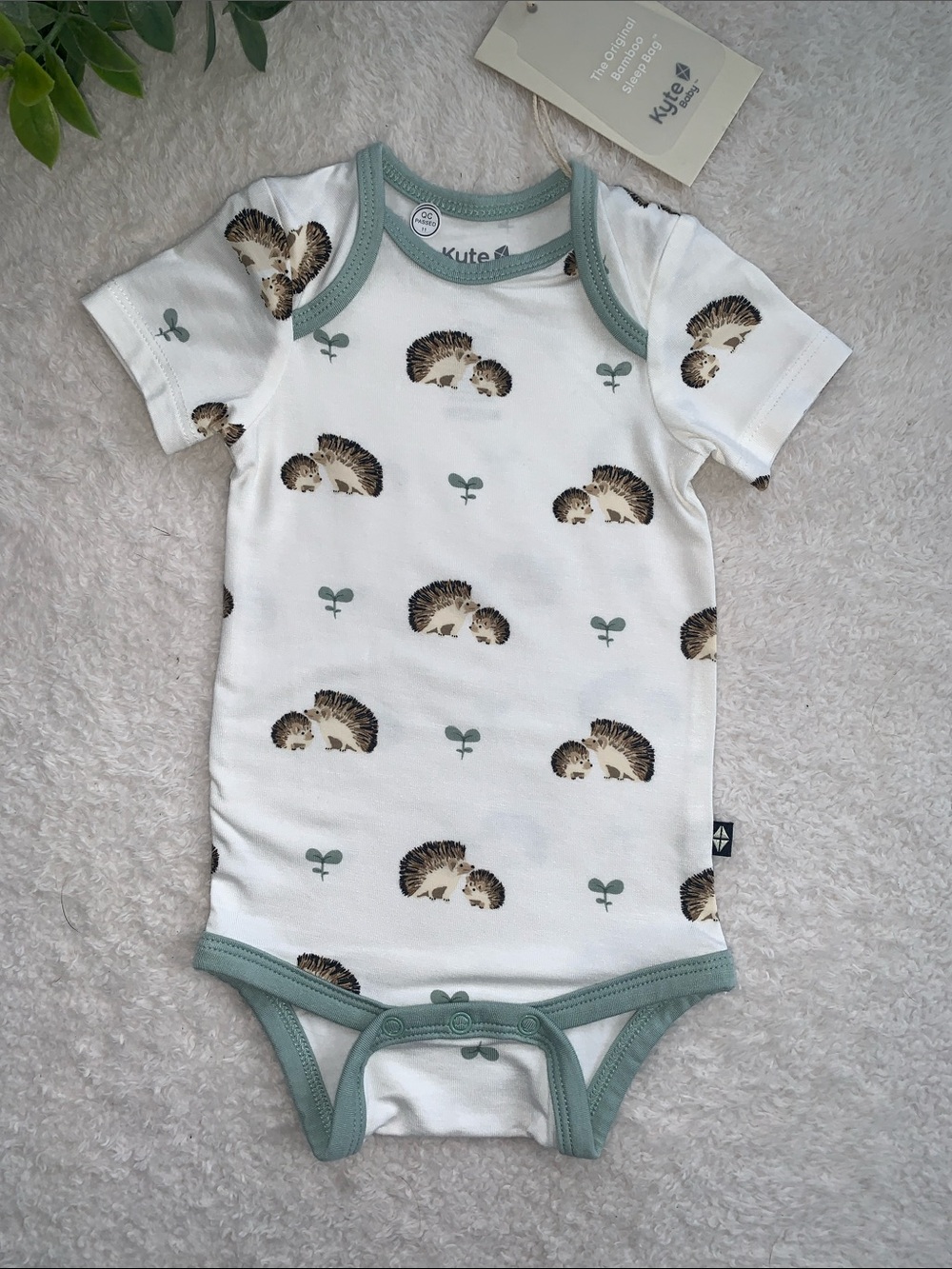 NWT Kyte Baby Porcupine Bamboo Onesie Hedgehogs 0-3M